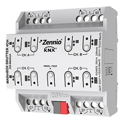 Актуатор KNX жалюзийный, 4 канальный Zennio ZIO-MBSHU4 MAXinBOX Shutter 4CH