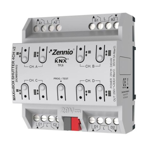 Актуатор штор и жалюзи 4 канала KNX Secure Zennio ZIOMBSH4V3 MAXinBOX SHUTTER 4CH v3