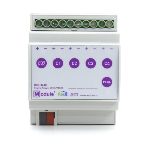 KNX актуатор отопления, 4 канала 1А 24В DC Module Electronic CHS-04.01