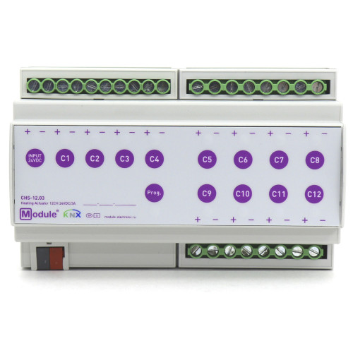 KNX актуатор отопления, 12 каналов 1А 24В DC Module Electronic CHS-12.01