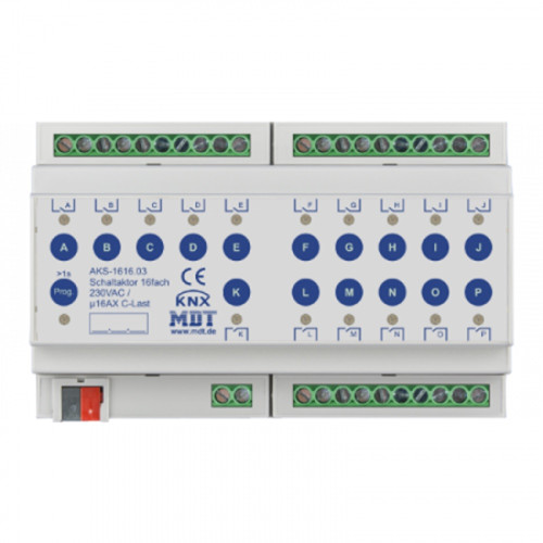 Актуатор релейный KNX/EIB 16x канальный стандартный, 230В~, 16A MDT AKS-1616.03 