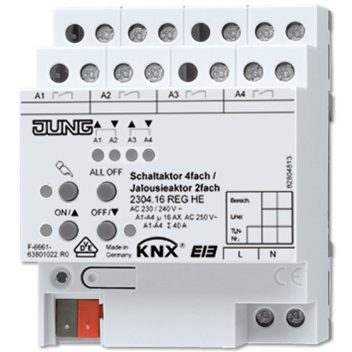 Актуатор коммутирующий 4 группы / жалюзи 2 группы Jung 2304.16REGHE 