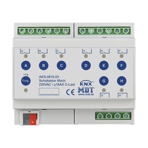 Актуатор релейный KNX/EIB 8x канальный стандартный, 230В~, 16A MDT AKS-0816.03 