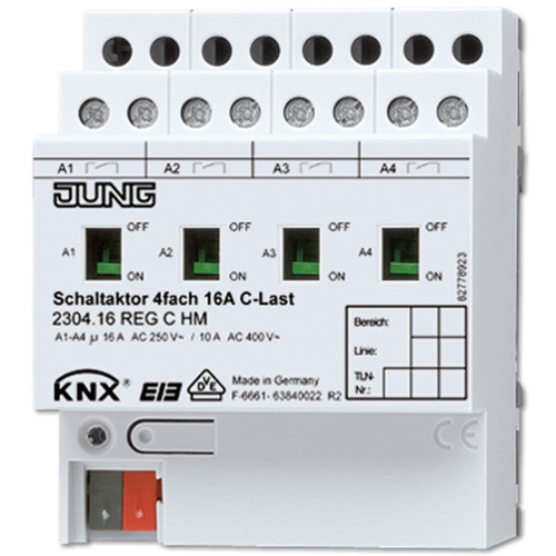 KNX/EIB-актуатор с определением тока ; 4 выхода Jung 2304.16REGCHM 