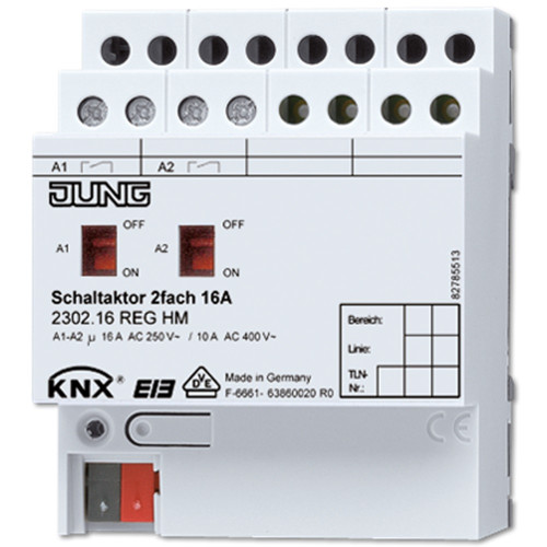 Актуатор коммутирующий, 2 канала Jung 2302.16REGHM 