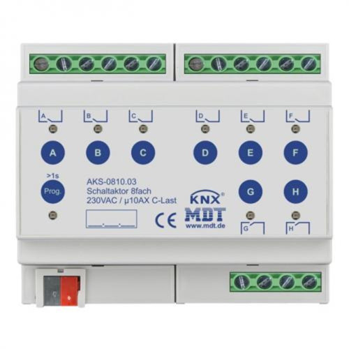 Актуатор релейный KNX/EIB 8x канальный стандартный, 230В~, 10A MDT AKS-0810.03 