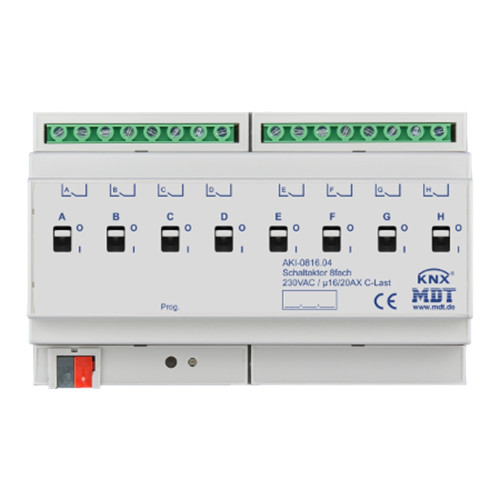 Актуатор релейный KNX 8-канальный, 16(20)A/200мкФ @230В~ MDT AKI-0816.04 