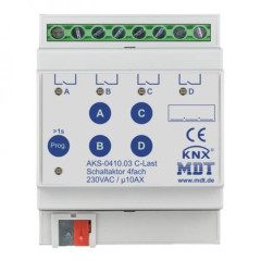 Актуатор релейный KNX/EIB 4x канальный стандартный, 230В~, 10A MDT AKS-0410.03 