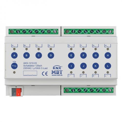 Актуатор релейный KNX/EIB 12x канальный стандартный, 230В~, 10A MDT AKS-1210.03