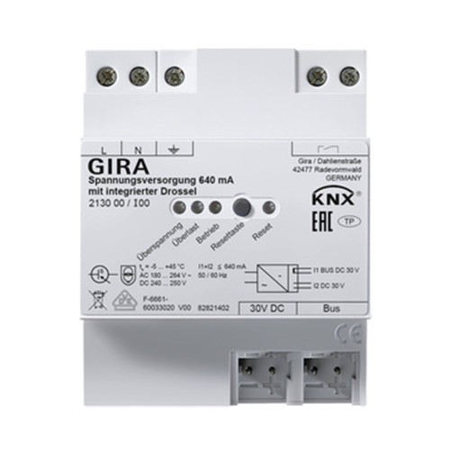 Источник электропитания KNX 640 мА с интегрированным дросселем Gira 213000 