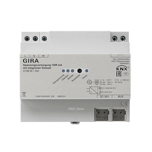 Источник электропитания KNX 1280 мА с интегрированным дросселем Gira 213800 