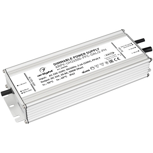 Блок питания ARPV-UH24500-PFC-DALI2-PH (24V, 20.8A, 500W) (Arlight, IP67 Металл) 039955 