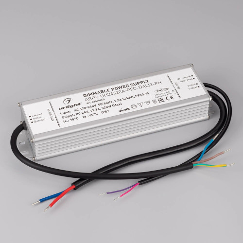 Блок питания ARPV-UH24320A-PFC-DALI2-PH (24V, 13.3A, 320W) (Arlight, IP67 Металл) 025654(2) 