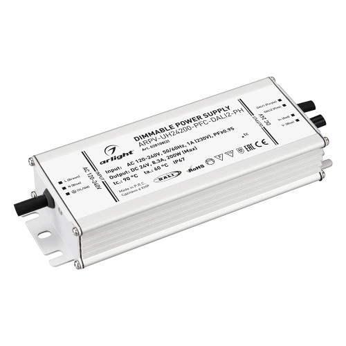 Блок питания ARPV-UH24200-PFC-DALI2-PH (24V, 8.3A, 200W) (Arlight, IP67 Металл) 028108(2) 