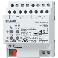 Диммер KNX универсальный, 2 канала 20-300 Вт/ВA Jung 3902REGHE