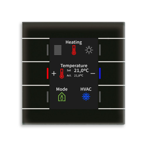  Стеклянная кнопка II Smart с датчиком температуры, черная MDT BE-GT2TS.02