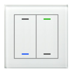 Выключатель сенсорный KNX Glass Push Button II Lite 2-кнопочный, без символов, термодатчик MDT BE-GTL2TW.01 