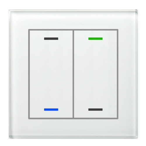 Выключатель сенсорный KNX Glass Push Button II Lite 2-кнопочный, без символов, термодатчик MDT BE-GTL2TW.01 