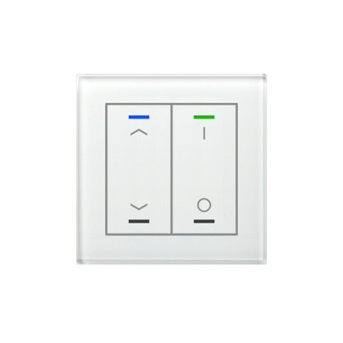 Выключатель сенсорный KNX Glass Push Button II Lite 2-кнопочный, c символами I/O, термодатчик MDT BE-GTL2TW.B1 