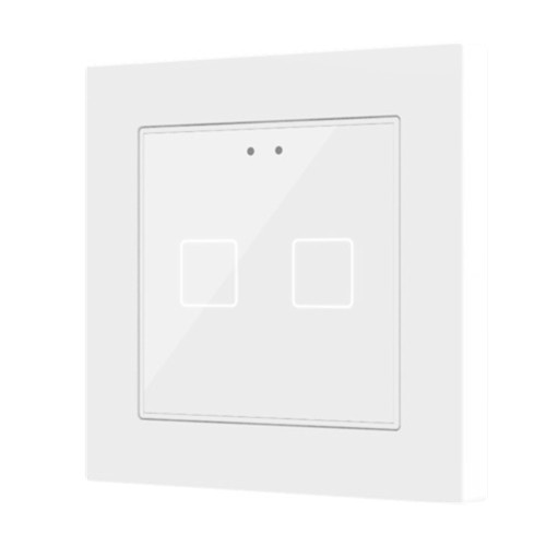 Выключатель сенсорный KNX Flat 55 X2, 2-кнопочный, цвет: Белый, оттенок: Глянцевый Zennio ZVI-F55X2-GW 