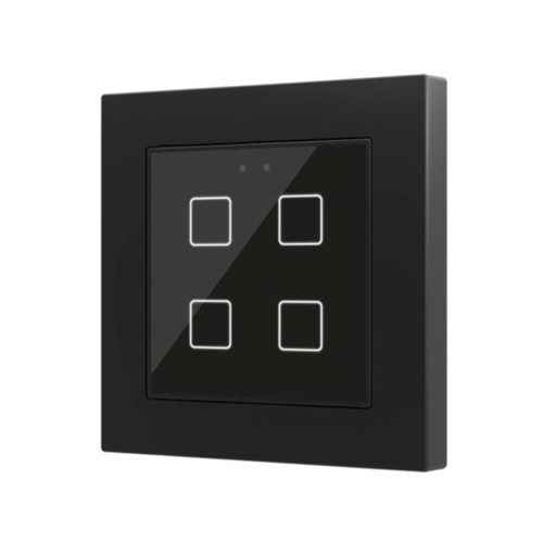 Выключатель сенсорный KNX Flat 55 X4, 4-кнопочный, цвет: Чёрный Zennio ZVI-F55X4-A 