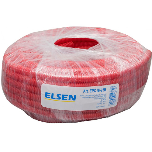 Гофротруба ELSEN EPC16-25R FlexLight, Ø-16, наружный Ø-25, красная, бухта 50 м 