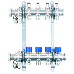 Коллекторная группа ELSEN EMi02.09 1", 9 контуров, размер отвода-3/4", с вентилями, нержавеющая сталь 