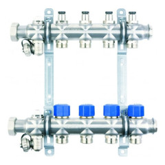 Коллекторная группа Elsen EMi02.05 1", 5 контуров, размер отвода-3/4" с вентилями, нержавеющая сталь