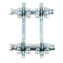 Коллекторная группа ELSEN EMi01.08 1", 8 контуров, размер отвода-3/4", без вентилей и расходомеров, нержавеющая сталь 